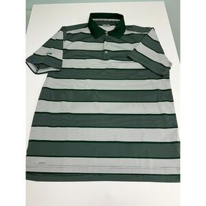 Men's Ping, Short Sleeve Golf Polo, Polyester, Green/White Stripe, Size L